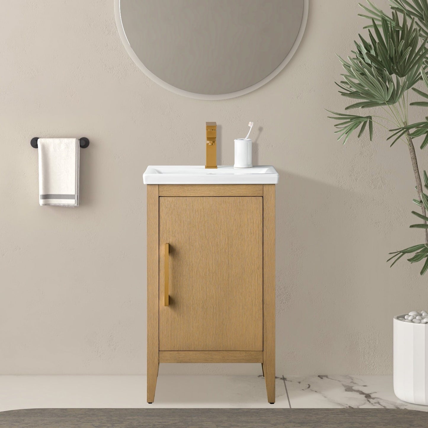 Meuble-lavabo simple vasque Vanity Art 20, 24 ou 30 pouces avec plan de travail en céramique