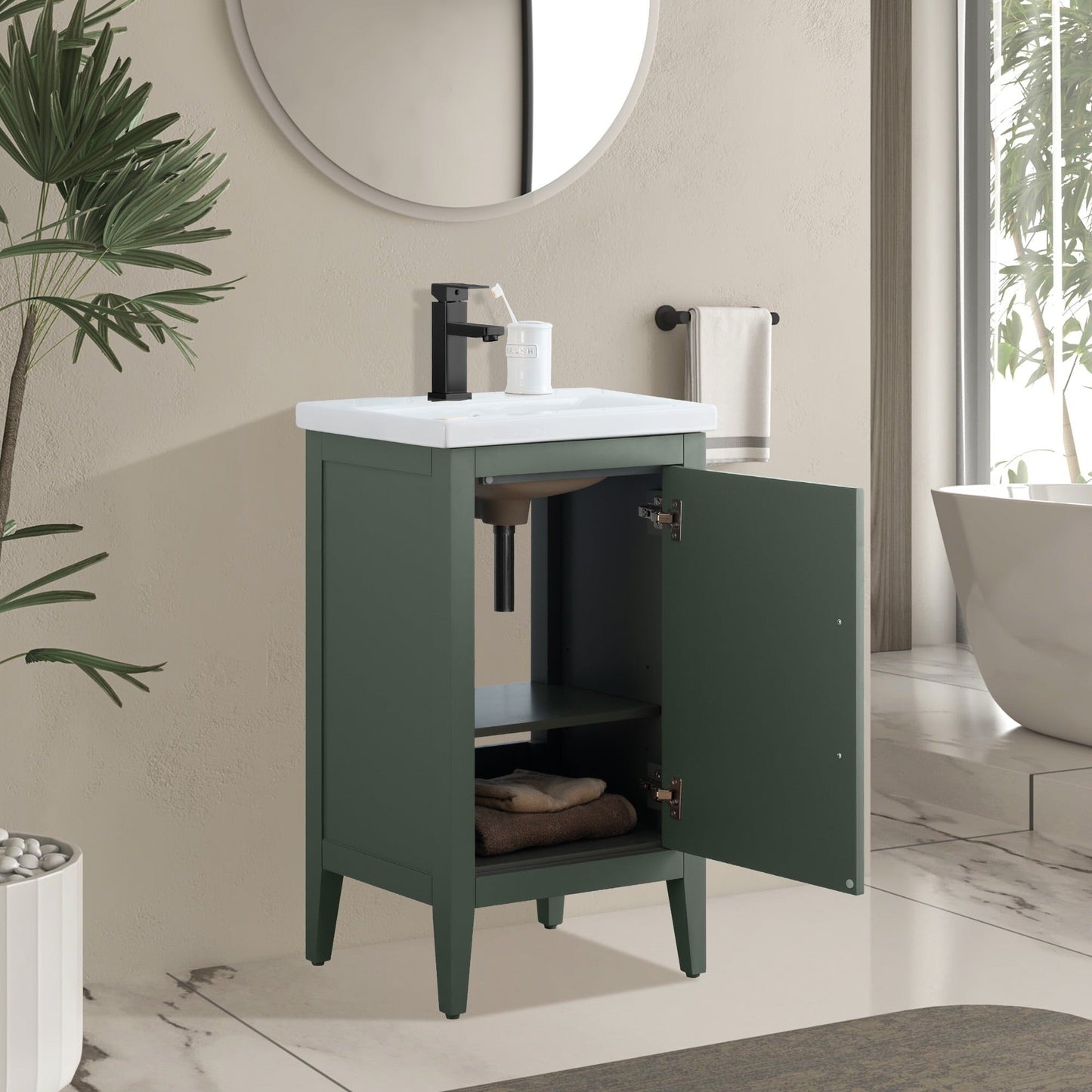 Meuble-lavabo simple vasque Vanity Art 20, 24 ou 30 pouces avec plan de travail en céramique
