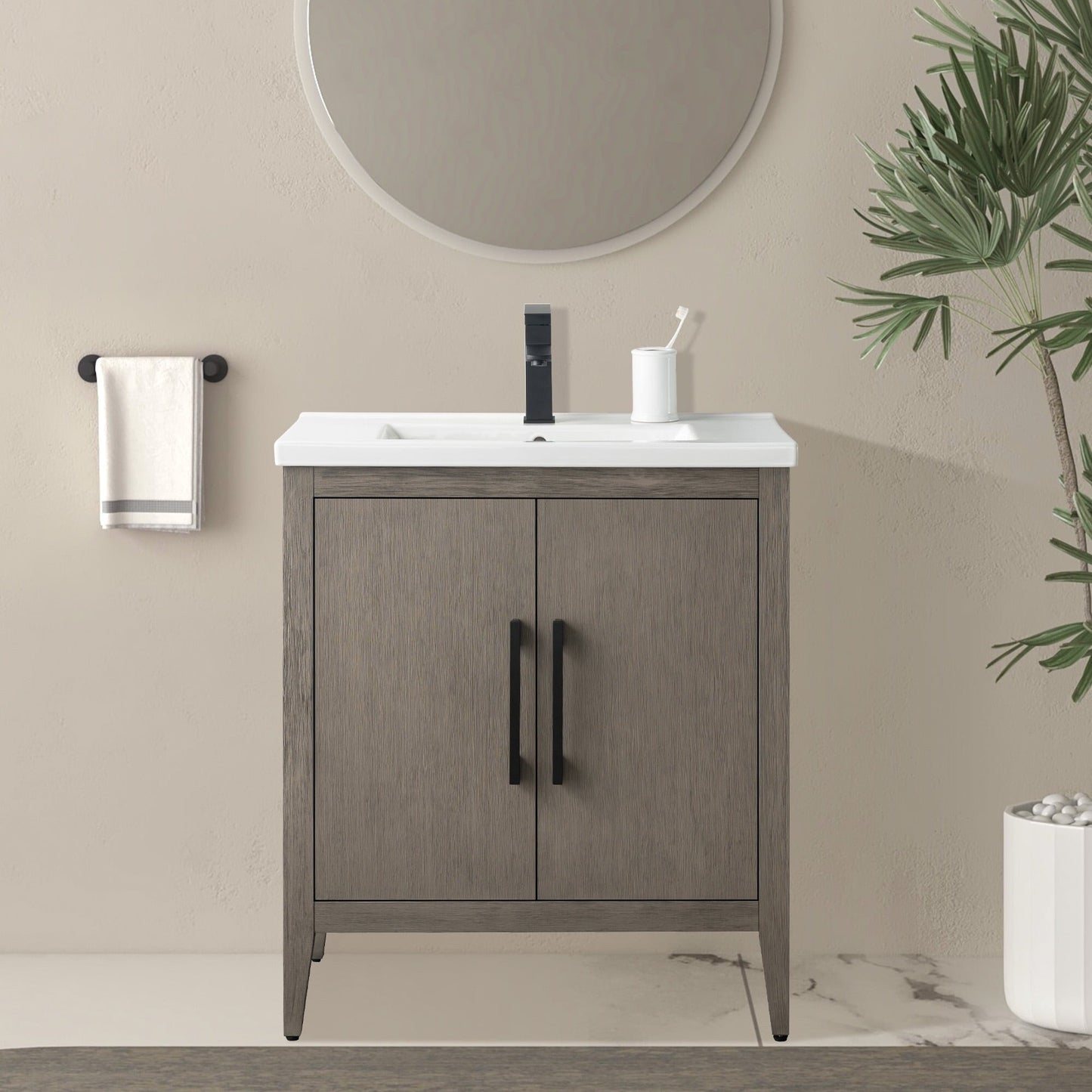 Meuble-lavabo simple vasque Vanity Art 20, 24 ou 30 pouces avec plan de travail en céramique