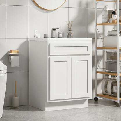 Meuble-lavabo simple vasque en bois massif Vanity Art de 61 cm (24 pouces)