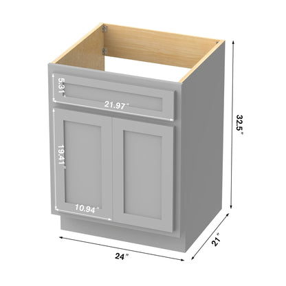 Meuble-lavabo simple vasque en bois massif Vanity Art de 61 cm (24 pouces)