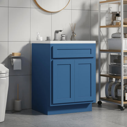 Meuble-lavabo simple vasque en bois massif Vanity Art de 61 cm (24 pouces)