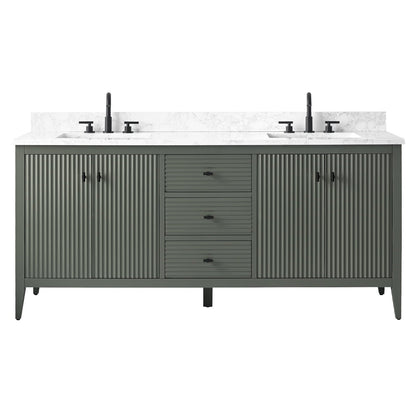 Meuble-lavabo double vasque Vanity Art 72 avec plan de travail en marbre reconstitué