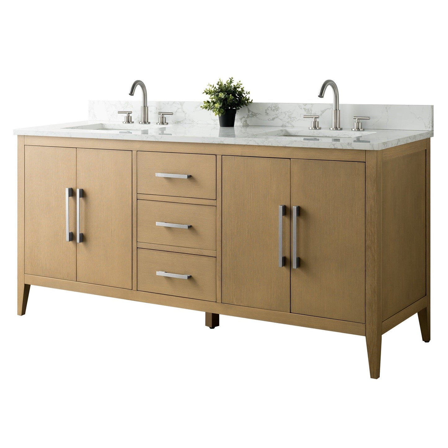 Meuble-lavabo double vasque Vanity Art 72 avec plan de travail en marbre reconstitué