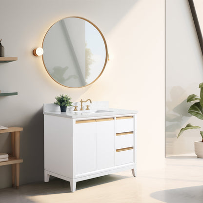 Meuble-lavabo Vanity Art avec vasque en céramique et plan de travail en marbre reconstitué