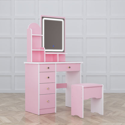 Ensemble coiffeuse avec miroir et lampe, table de maquillage avec tabouret
