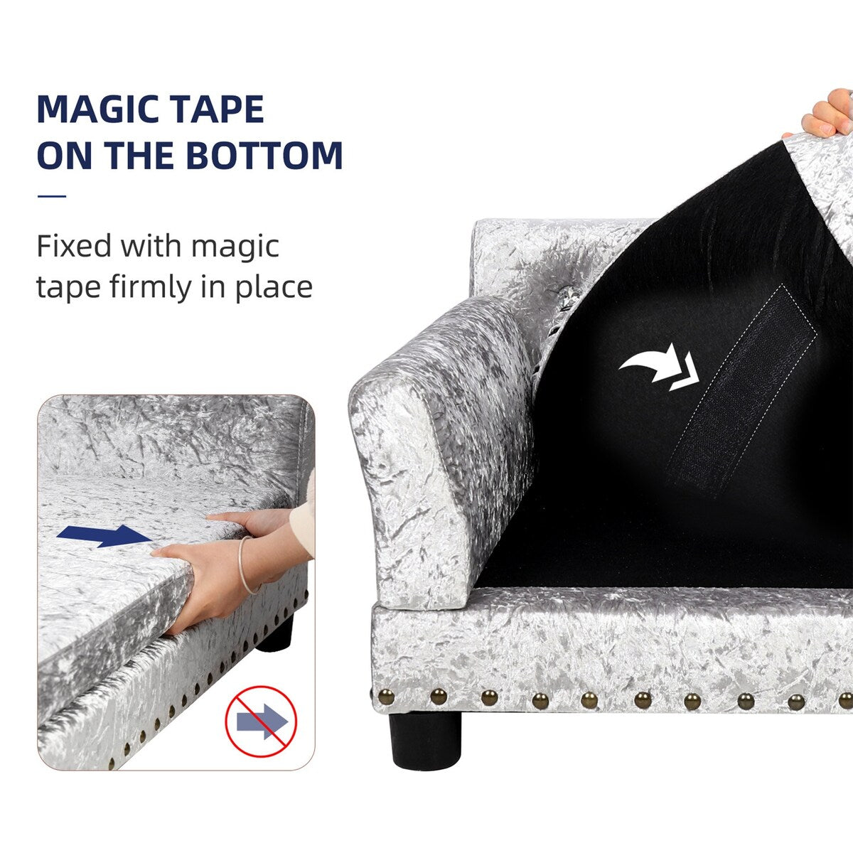 Lit pour animaux de compagnie en velours capitonné avec coussin amovible