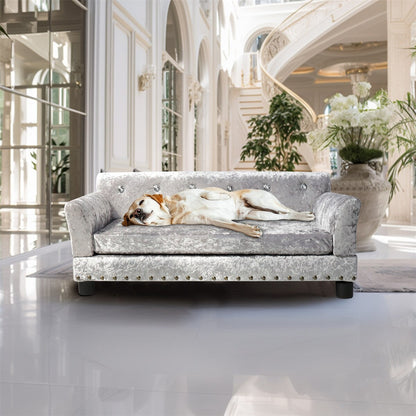 Lit pour animaux de compagnie en velours capitonné avec coussin amovible