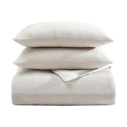 Ensemble de couette beige à rayures gaufrées en chenille Vera Wang