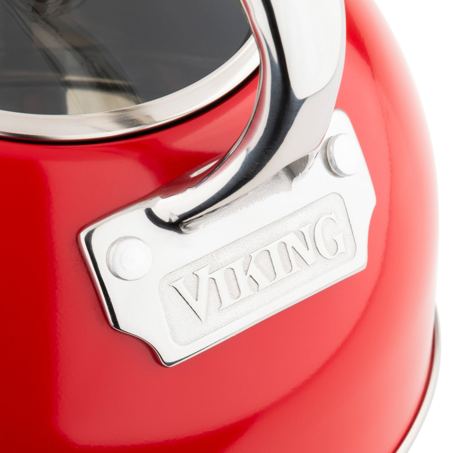 Bouilloire Viking 2,6 litres en acier inoxydable rouge avec sifflet et fond triple épaisseur