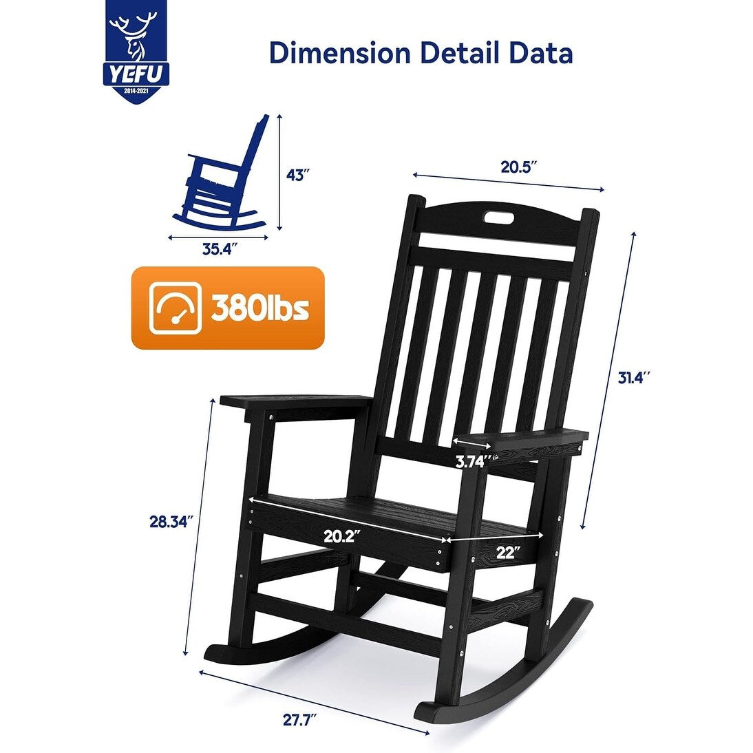 Fauteuil à bascule d'extérieur WINSOON tout temps, lot de 2