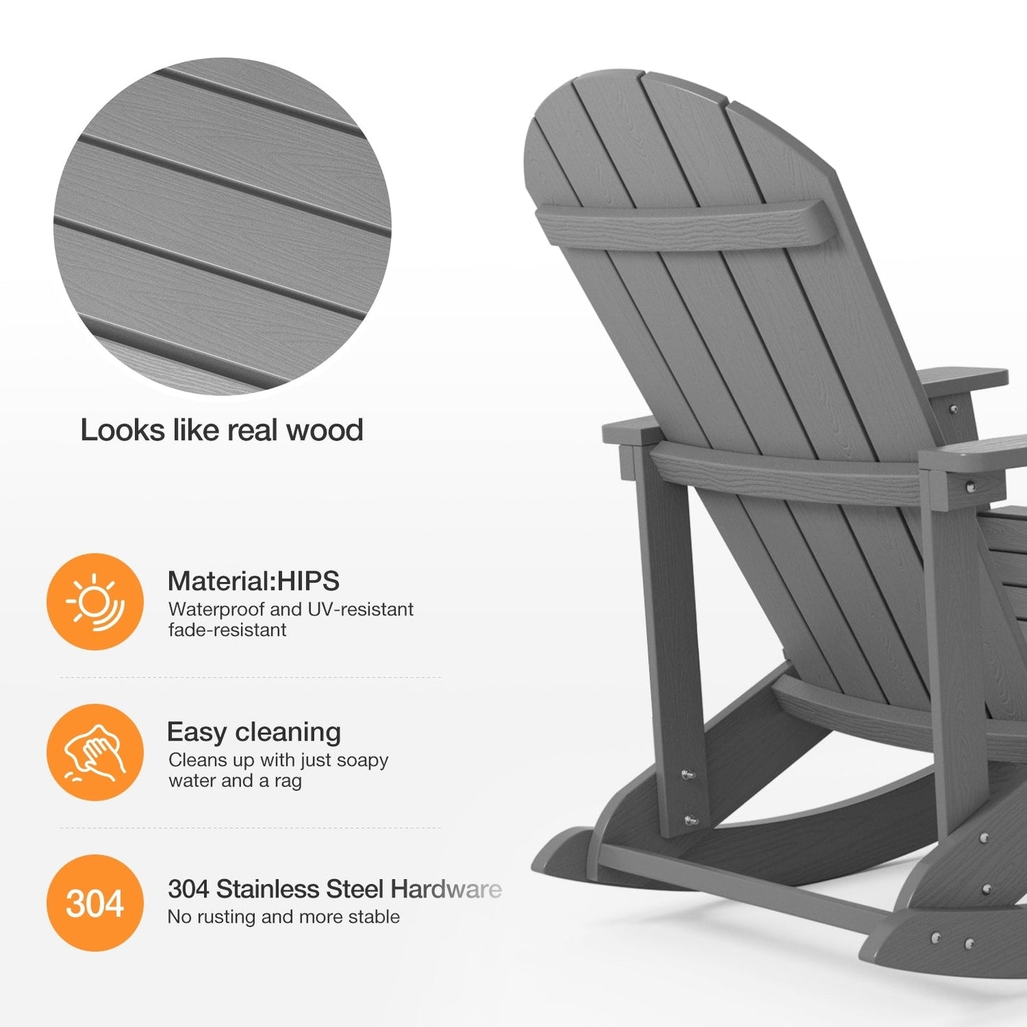 Fauteuil à bascule d'extérieur WINSOON tout temps, lot de 2