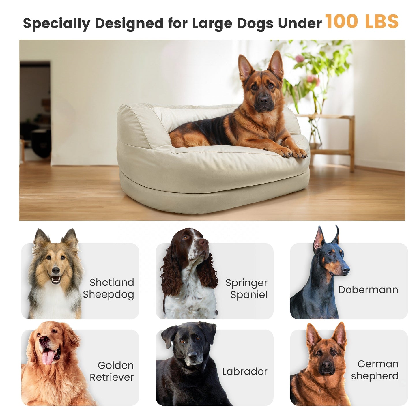 Lit orthopédique imperméable en mousse WOWMAX pour grands chiens