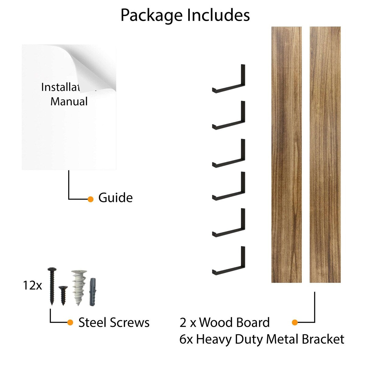 Étagères flottantes Wallniture Forte 72 po, lot de 2, bois brûlé