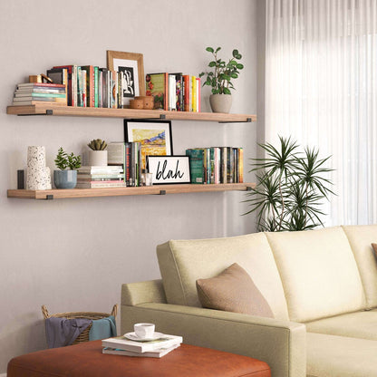 Étagères flottantes Wallniture Forte 72 po, lot de 2, bois brûlé