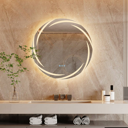 Miroir de salle de bain étanche avec éclairage LED tactile, antibuée et à intensité variable