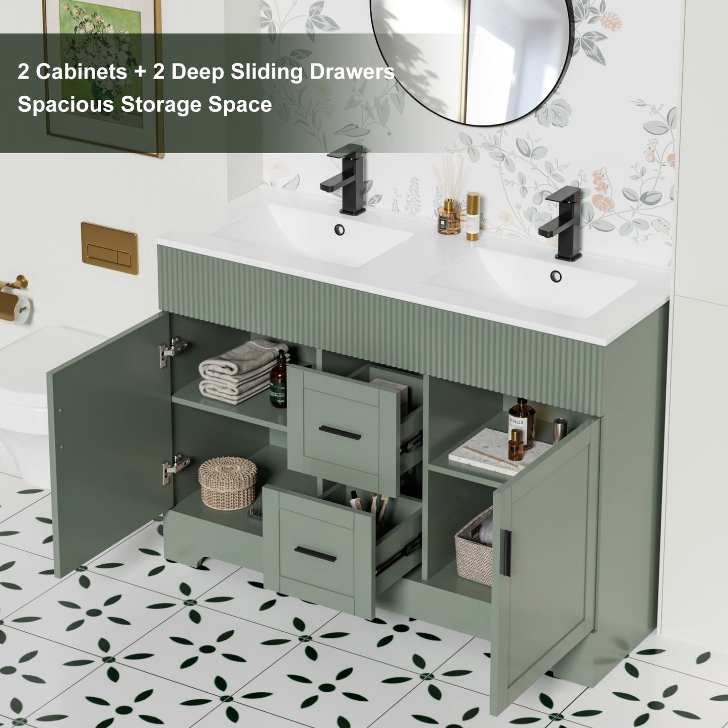 Ensemble meuble-lavabo Wavy Line 30/36/48 avec lavabo et robinet