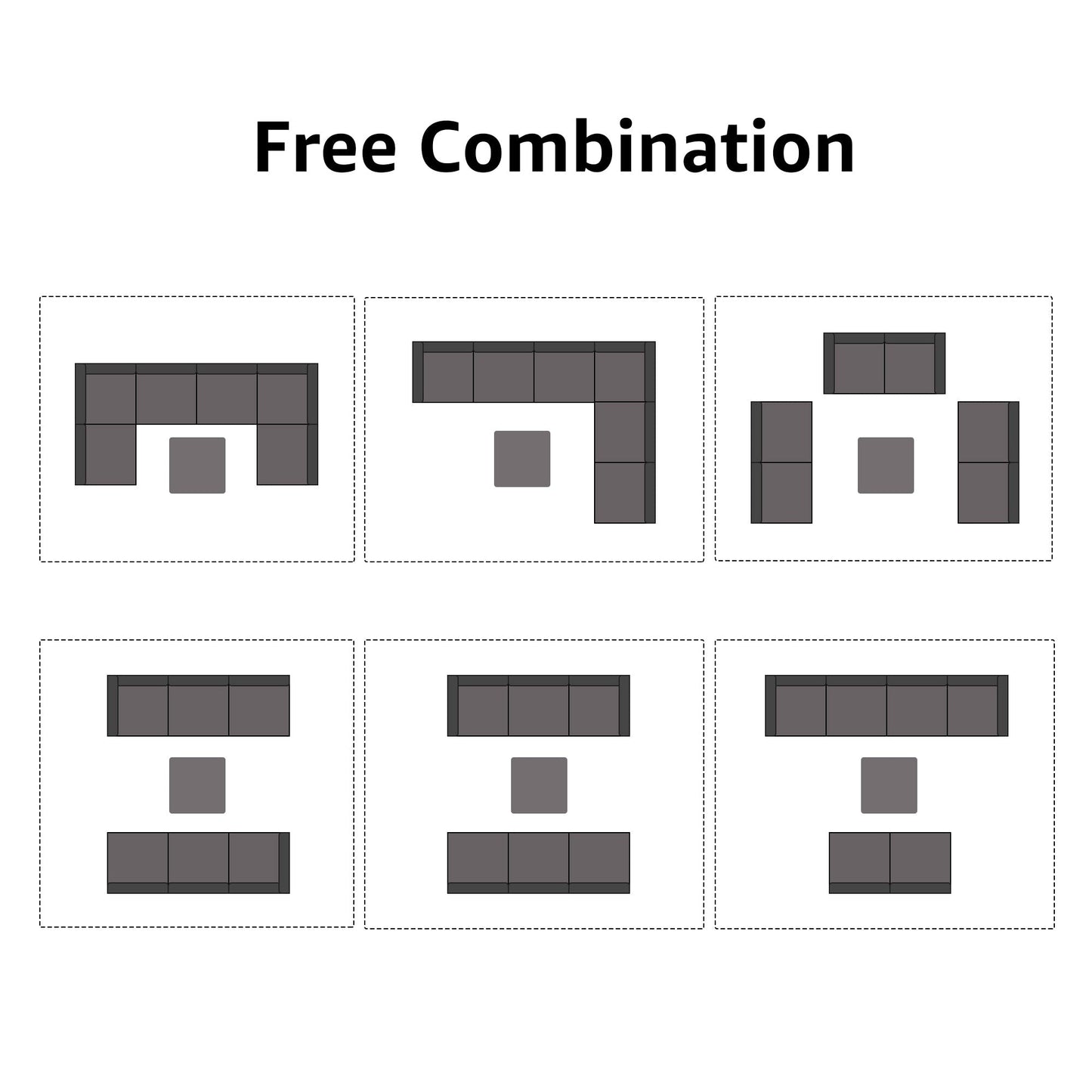 Ensemble de canapés d'angle d'extérieur 7 pièces en osier et acier avec coussins