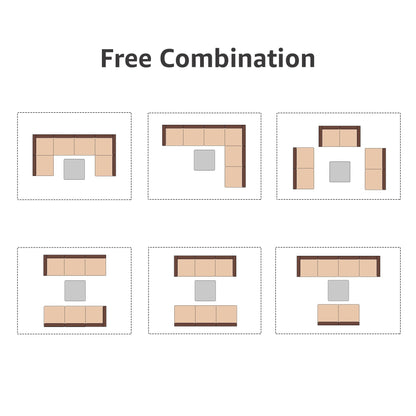 Ensemble de canapés d'angle d'extérieur 7 pièces en osier et acier avec coussins
