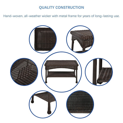 Ensemble de conversation 4 pièces en osier pour patio