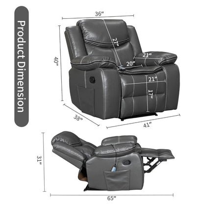 Fauteuil inclinable à large assise en cuir durable avec massage et chauffage