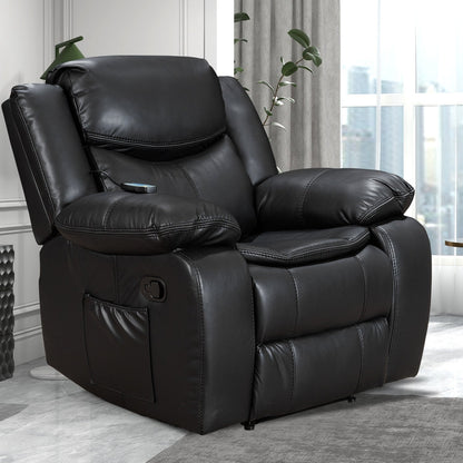 Fauteuil inclinable à large assise en cuir durable avec massage et chauffage