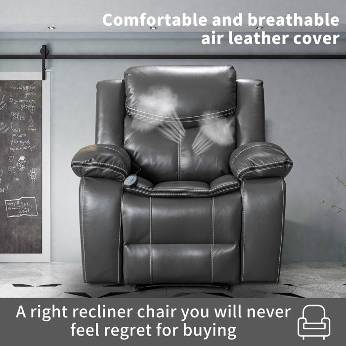 Fauteuil inclinable à large assise en cuir durable avec massage et chauffage