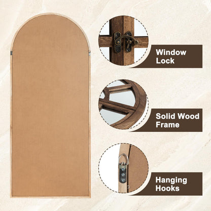 Miroir de fenêtre en bois arqué 180 cm L x 79 cm l