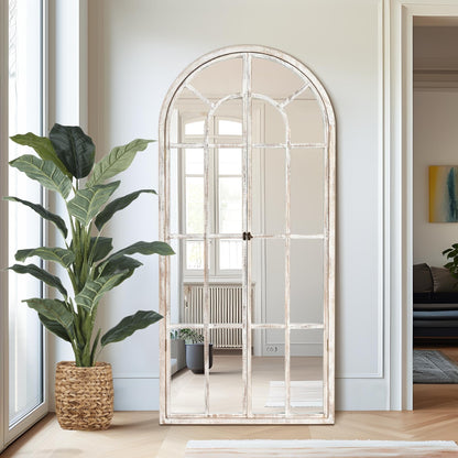 Miroir de fenêtre en bois arqué 180 cm L x 79 cm l
