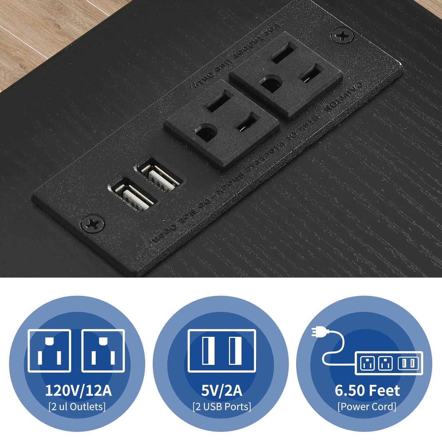 Classeur en bois avec station de recharge, classeur latéral mobile, verrouillable, compatible avec les formats A4, Lettre et Légal