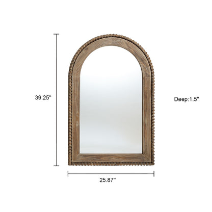 Miroir mural encadré en bois avec fenêtre cintrée, miroir de salle de bain - 39,25 po H x 25,87 po L x 1,5 po P