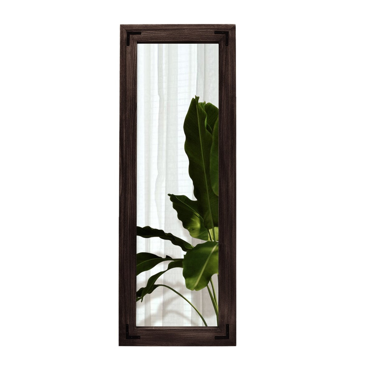 Miroir sur pied rustique encadré en bois, style ferme - 65 x 24