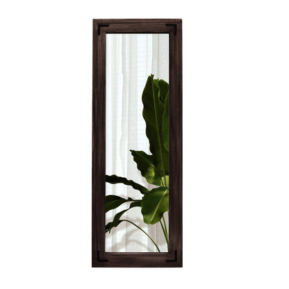 Miroir sur pied rustique encadré en bois, style ferme - 65 x 24