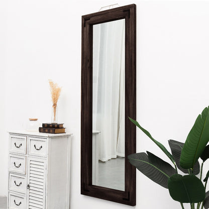 Miroir sur pied rustique encadré en bois, style ferme - 65 x 24