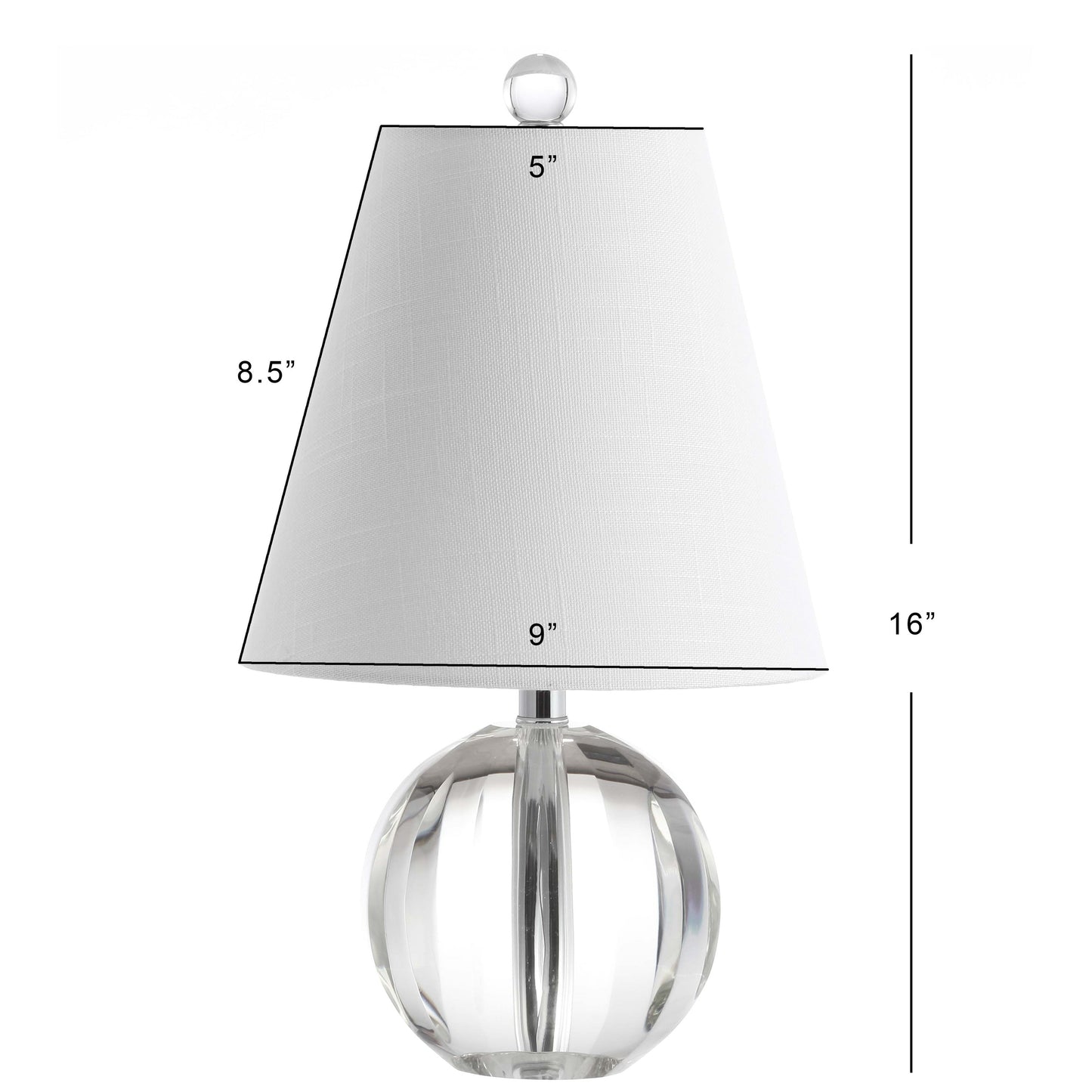 Lampe de table LED Goddard 16 boule de cristal/métal, par JONATHAN Y