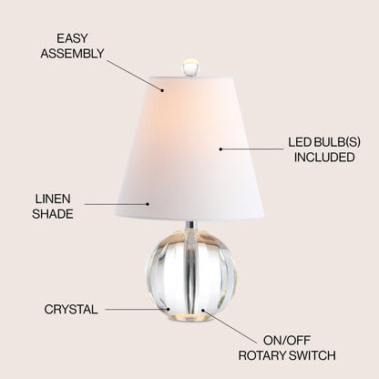 Lampe de table LED Goddard 16 boule de cristal/métal, par JONATHAN Y