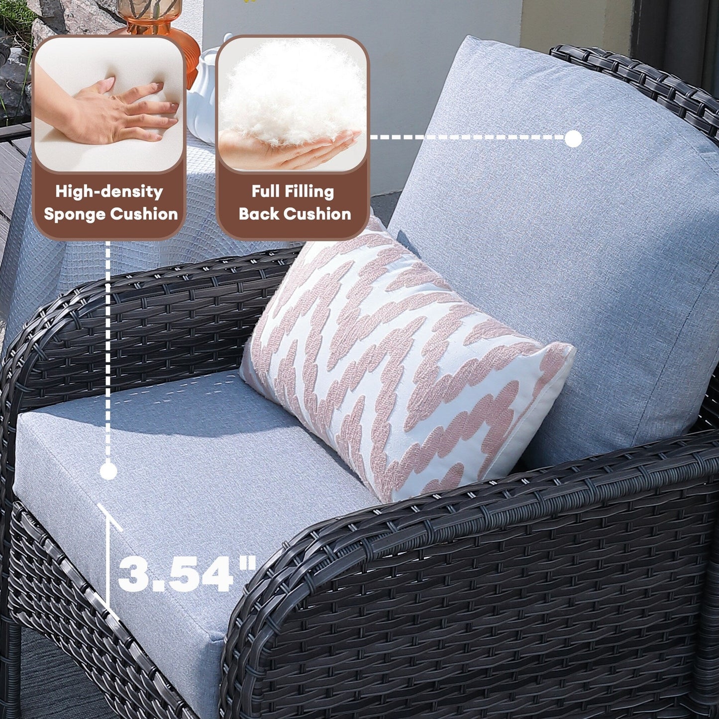 Ensemble de conversation de patio extérieur XIZZI 4 pièces avec table