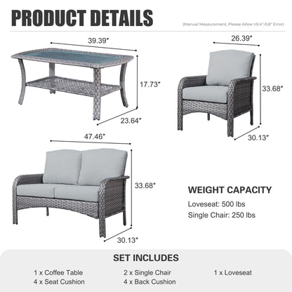 Ensemble de conversation de patio extérieur XIZZI 4 pièces avec table