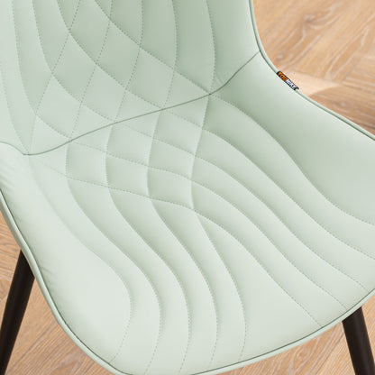 Ensemble de 2 chaises de salle à manger modernes sans accoudoirs, revêtues de cuir.