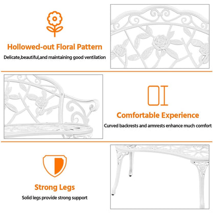 Banc d'extérieur en métal Yaheetech pour terrasse, parc ou jardin - Non applicable