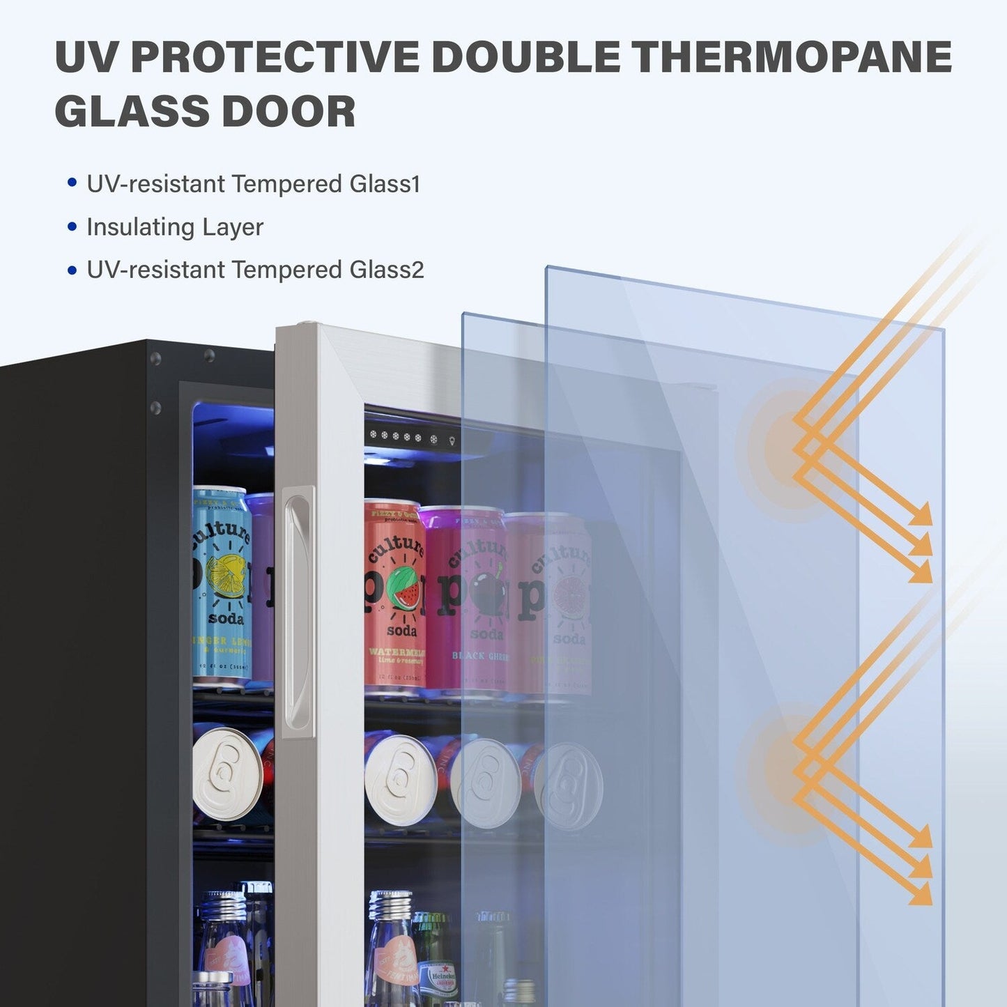 Réfrigérateur à boissons Yeego 19 pouces, 140 canettes, monozone, pose libre - 19 pouces