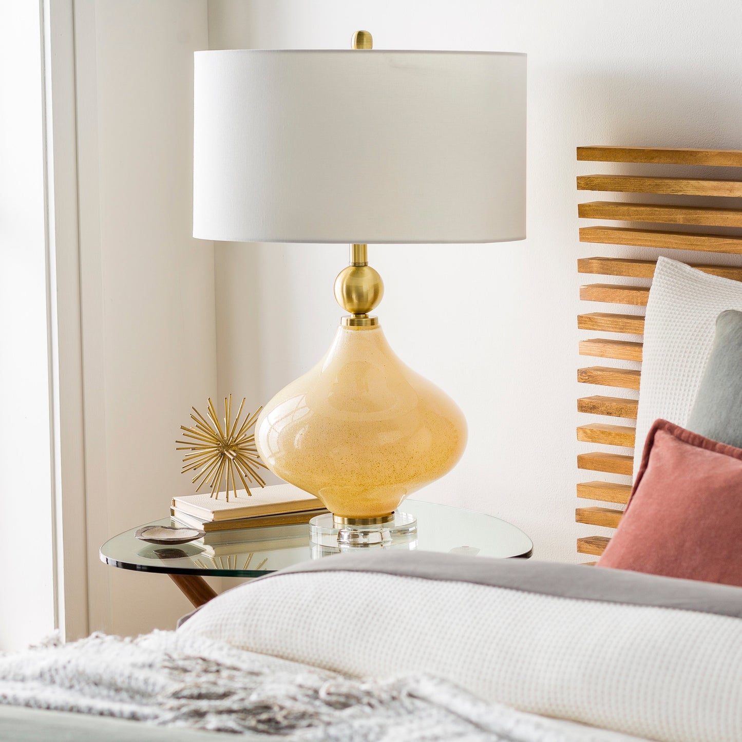 Lampe de table en gourde en verre peint Zayaan