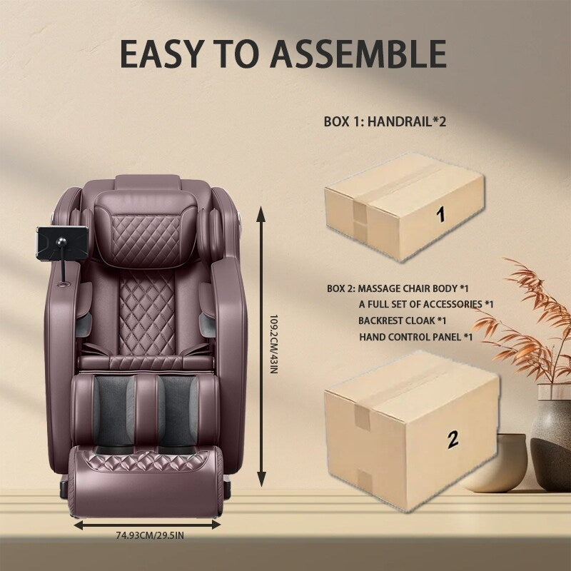 Fauteuil inclinable massant zéro gravité avec massage complet du corps, chauffage et audio Bluetooth intégré