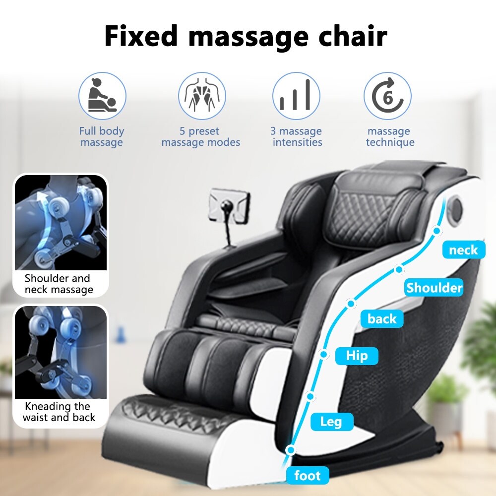 Fauteuil inclinable massant zéro gravité avec massage complet du corps, chauffage et audio Bluetooth intégré