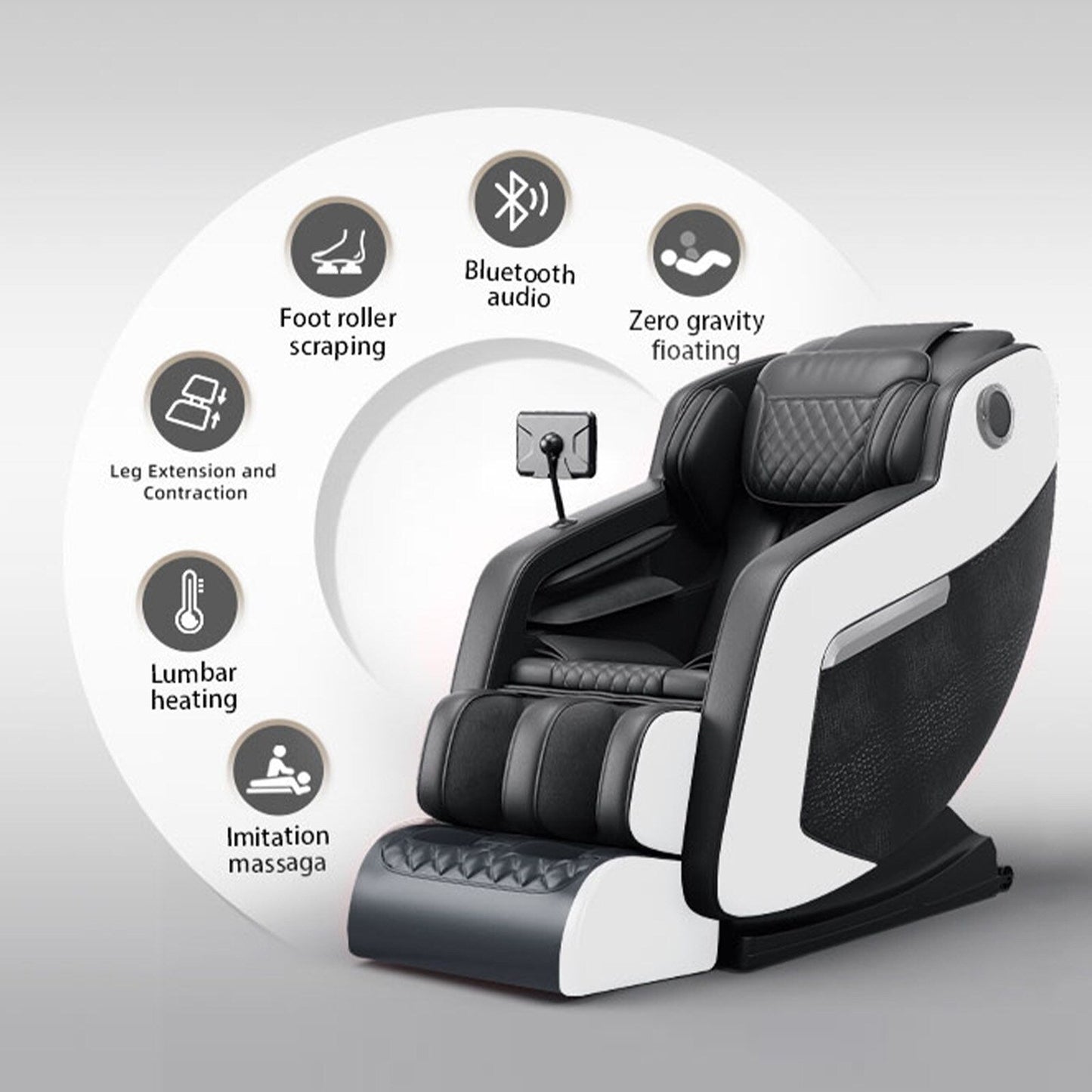 Fauteuil inclinable massant zéro gravité avec massage complet du corps, chauffage et audio Bluetooth intégré