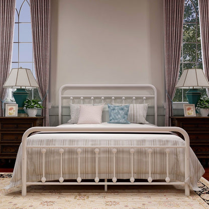 Cadre de lit plateforme en métal style vintage simple Alazyhome, montage facile