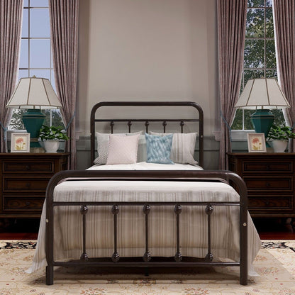 Cadre de lit plateforme en métal style vintage simple Alazyhome, montage facile